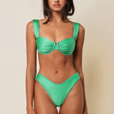 Emerald Shimmer Added Coverage Lulu (Zig-Zag Stitch) Bikini Bottom