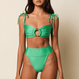 Emerald Shimmer Tori Ties Bandeau Bikini Top