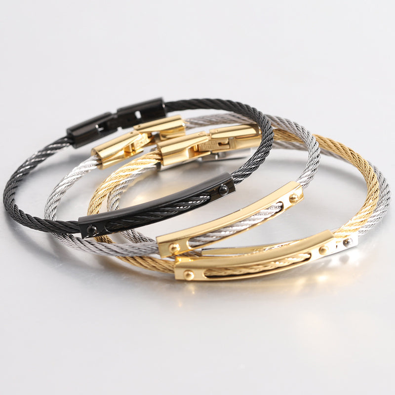 Titanium Steel Cable Fashion Steel Wire Openable Bracelet