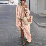 Independent Station Casual Solid Color Large Size Loose Long Sleeve Dress