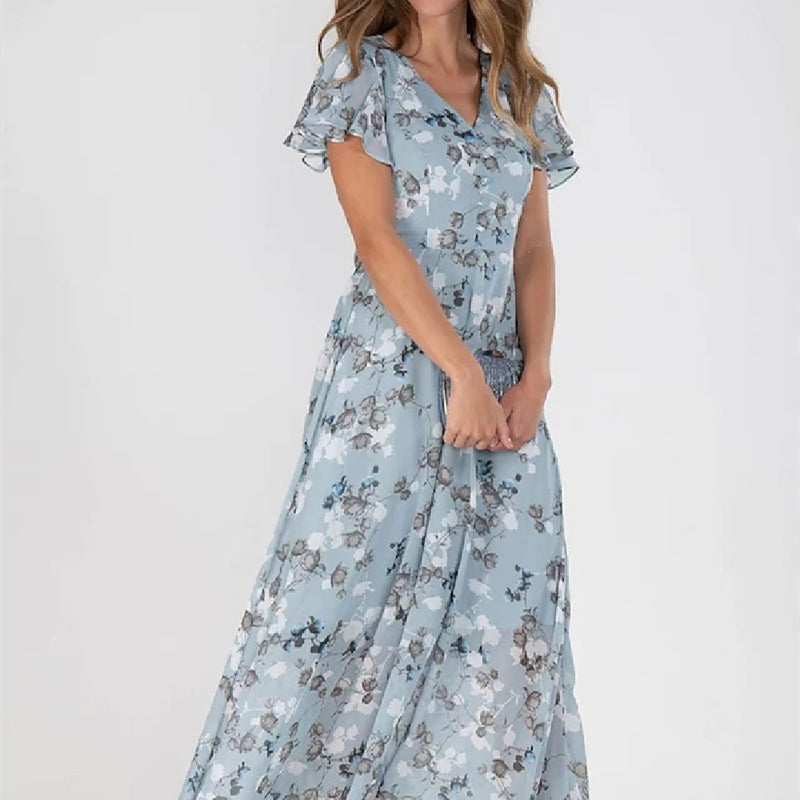 Women's Fashion Print Dress With Waist Tucked In