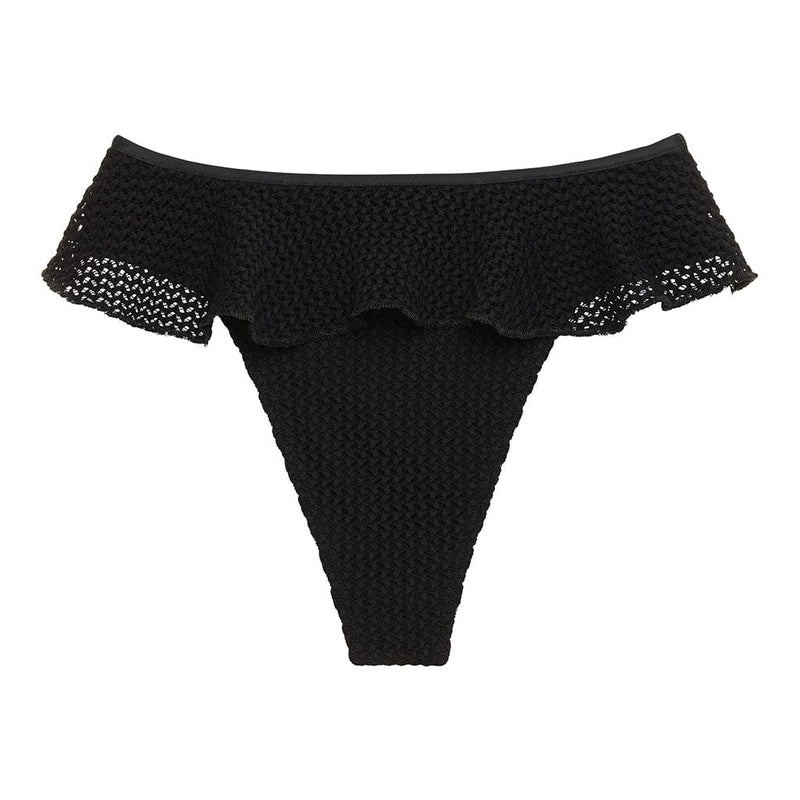 Montce Black Crochet Tamarindo Ruffle Bikini Bottom Bikini Bottom