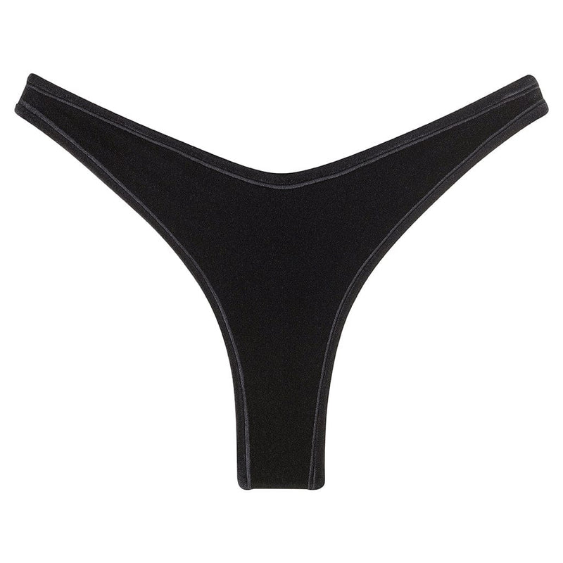 Montce Black Velvet Binded Thong Bikini Bottom Bikini Bottom