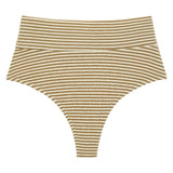 Montce Neutral Stripe Added Coverage High Rise Bikini Bottom Bikini Bottom