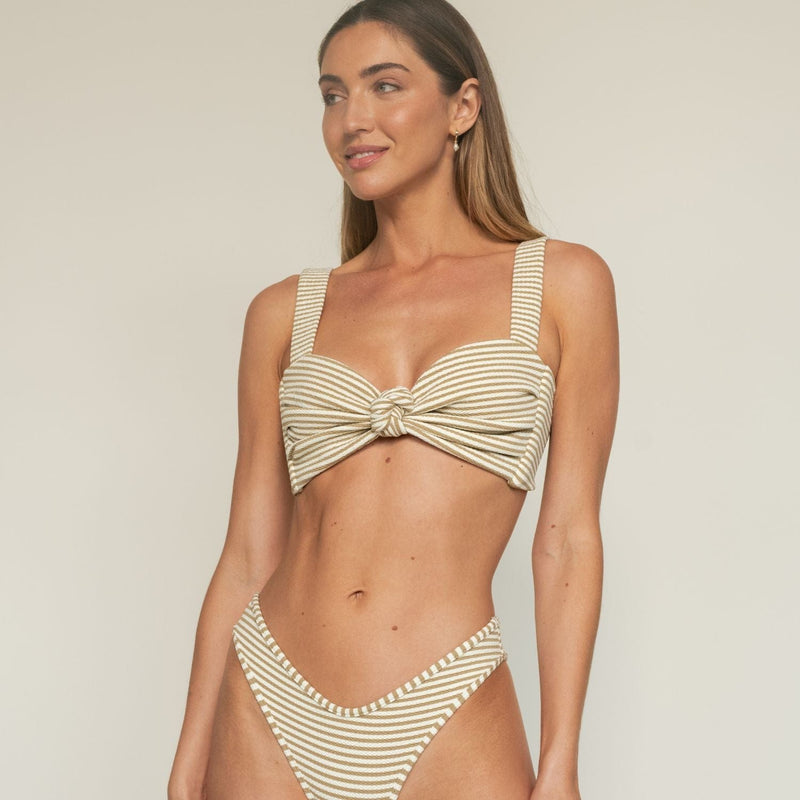 Montce Neutral Stripe Hayden Bikini Top Bikini Top