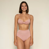 Montce Prima Pink Sparkle Added Coverage High Rise Bikini Bottom Bikini Bottom