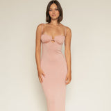 Montce Prima Pink Sparkle Petal Long Slip Dress Dress