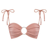 Montce Prima Pink Sparkle Tori Ties Bandeau Bikini Top Bikini Top
