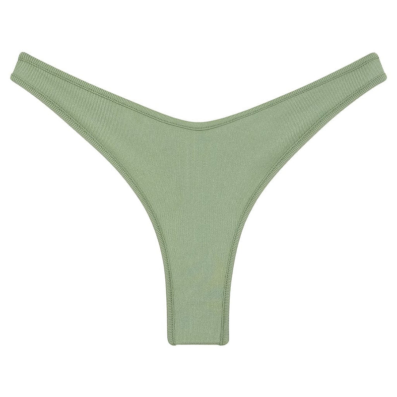 Montce Sage Green Rib Binded Thong Bikini Bottom Bikini Bottom
