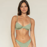 Montce Sage Green Rib Dainty Bikini Top Bikini Top