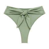 Montce Sage Green Rib Paula Tie-Up Bikini Bottom Bikini Bottom