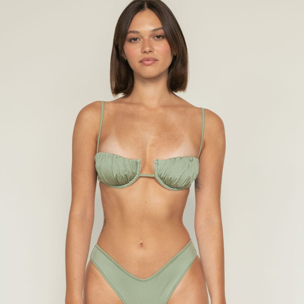 Montce Sage Green Rib Petal Bikini Top Bikini Top