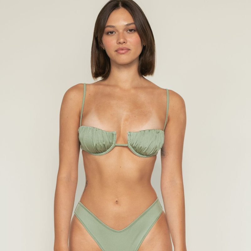 Montce Sage Green Rib Petal Bikini Top Bikini Top