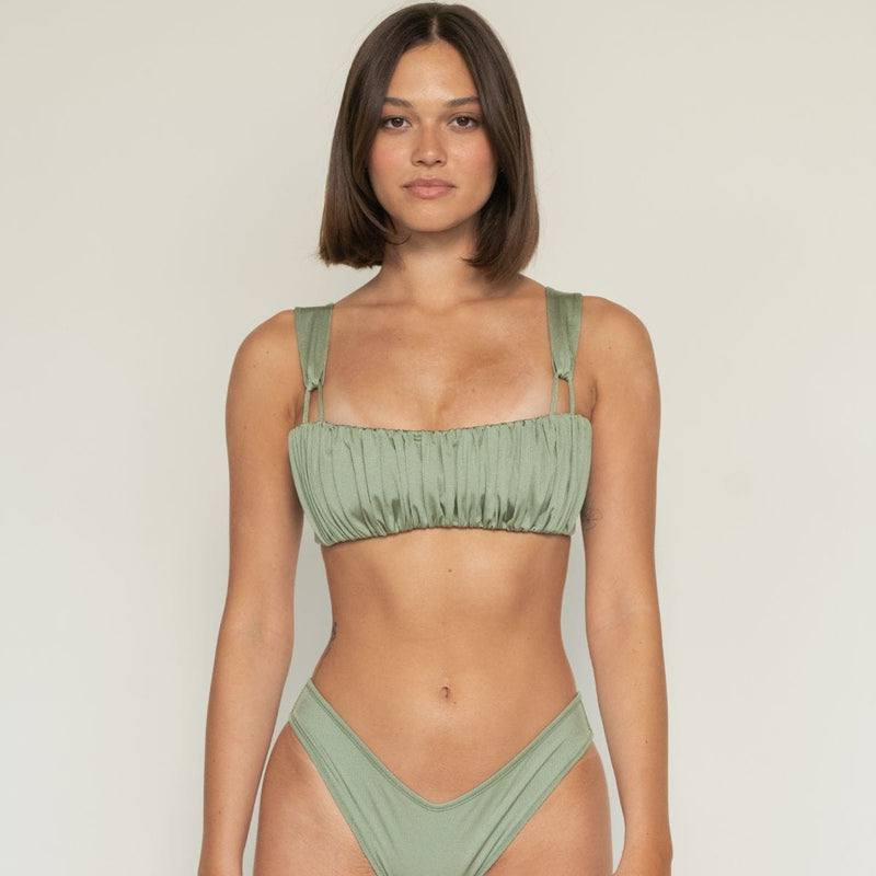 Montce Sage Green Rib Victoria Bikini Top Bikini Top