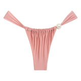 Montce Satin Rose Sandra Pearl Bikini Bottom Bikini Bottom