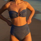Montce Sky Sparkle Added Coverage High Rise Bikini Bottom Bikini Bottom