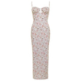 Montce Venecia Floral Petal Long Slip Dress Dress