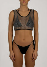 PARAMIDONNA | Emotional and cool swimwear and beachwear brand Crystal Top Raly Black One size