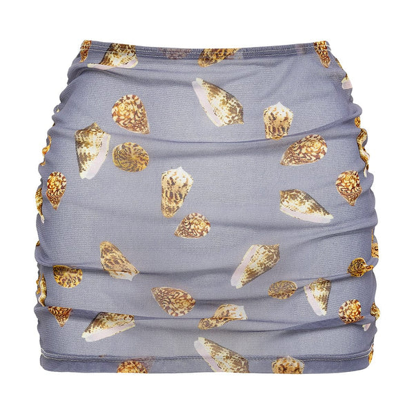 Shell Mesh Ruched Micro Skirt