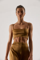 BEFORE ANYONE ELSE IRIANNA CROP TOP - GOLD TOFFEE