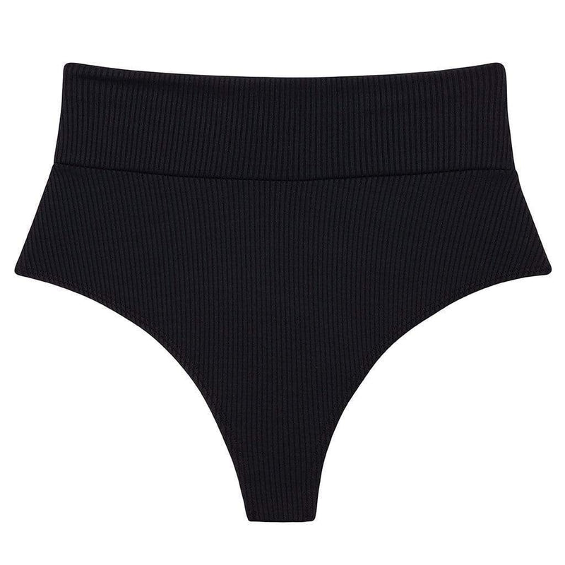 Montce Montce | Black Rib Added Coverage High Rise Bikini bottom Bikini Bottom