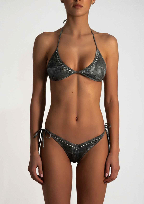 PARAMIDONNA | Joyful and cool swimwear and beachwear brand Paramidonna | LIVIA DENIM BLACK Bikini Set