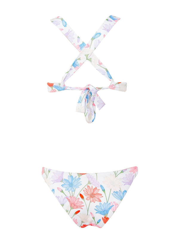 PARAMIDONNA | Joyful and cool swimwear and beachwear brand Paramidonna | TWO PIECE ANNA FLOWERS WHITE Bikini Set