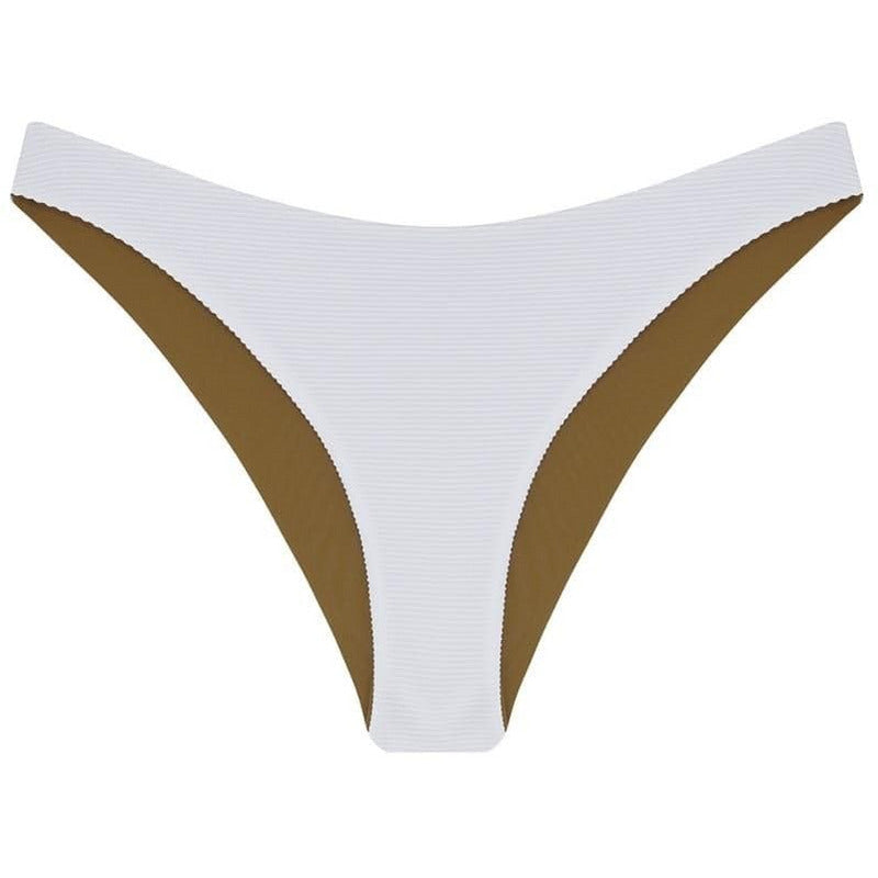Revivre - to live again The 'Noemi' Reversible Bikini Brief in White Seagrass Bikini Bottom Extra Small / White Seagrass