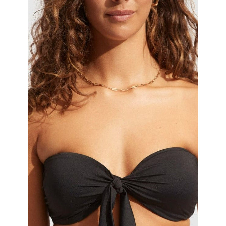 Seafolly twist front bandeau bikini top in black glitter - ShopStyle Two  Piece Swimsuits